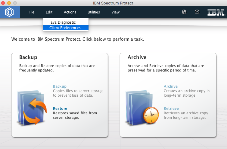 client prefs menu